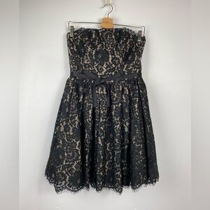 Neiman Marcus Target Robert Rodriguez Black Lace Strapless Cocktail Dress, Sz 8